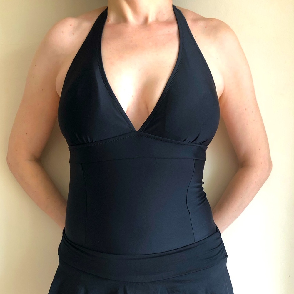Mountain Warehouse V Neck Tummy Control Tankini with Built-In Bra and SPF